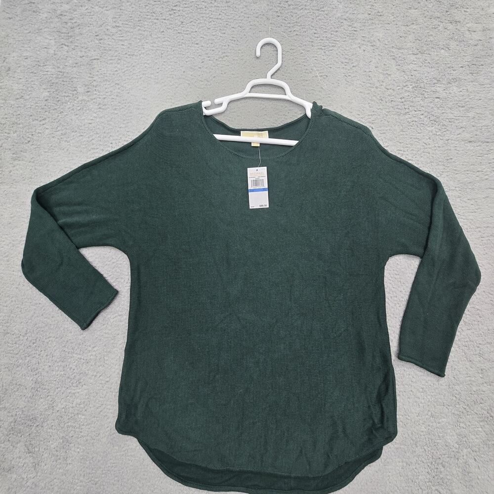 Michael Kors Womens XL Dark Emerald Sweater Gold Zip Side NWT QF36DE004A
